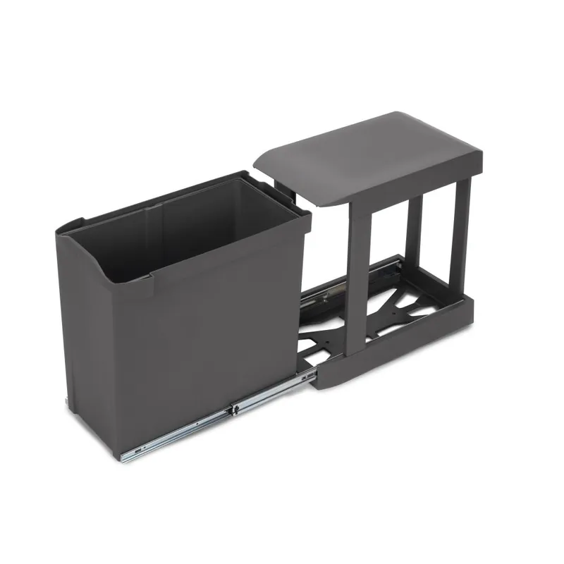 Alleen Vandaag EMUCA Pattumiera per raccolta differenziata per cucina, 1 x 30l, fissaggio inferiore, estrazione automatica, acciaio e tecnoplastica, grigio antracite 8906923 emuca
