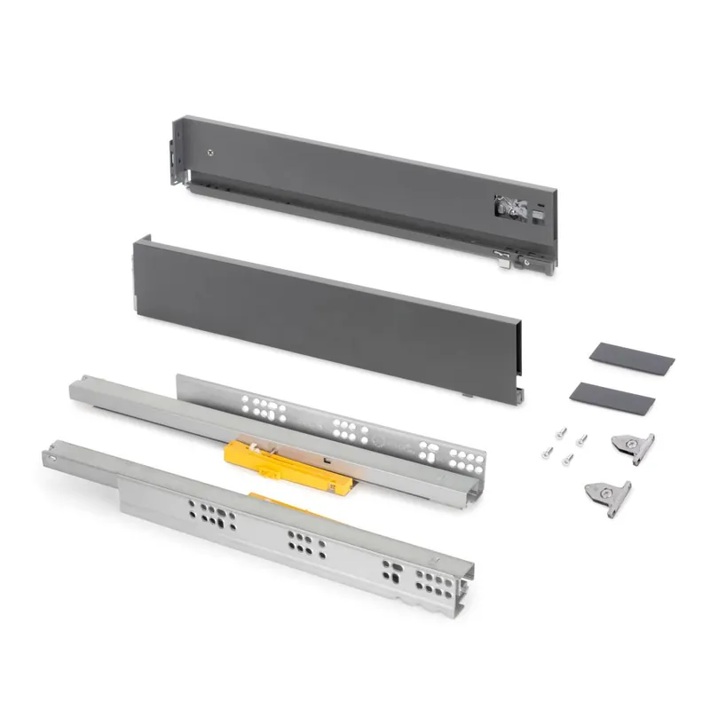 Beperkt Aanbod EMUCA Cassetto vertex push sincro con regolazione 3d, altezza 93mm, 40kg, profondità 450mm, acciaio, grigio antracite 3203235 emuca