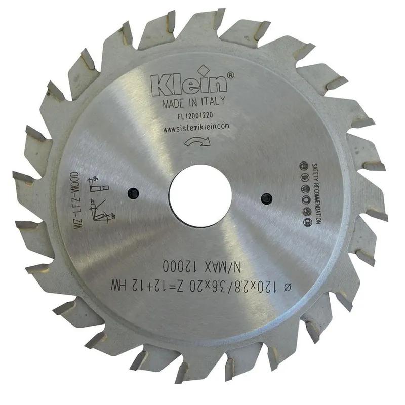 Uitverkoop KLEIN Lama circolare hw incisori regolabili d=120, d=22, b/c=2.8-3.6/2.2, z (nr. denti)=12+12, fori trasc.=altendorf-martin-mrozek fl120.01222 klein