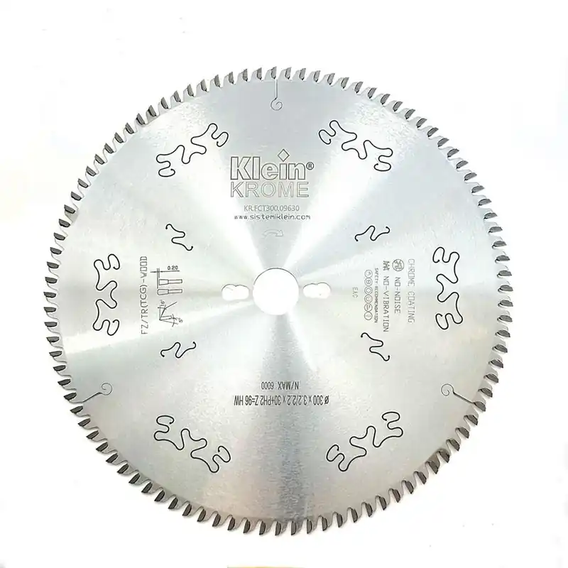 Beperkte Voorraad KLEIN Lama circolare hw cromate per pannelli bilaminatid=350, d=30, b/c=3.5/2.5, z (nr. denti)=112, fori trasc.=ph02 kr.fct350.11230 klein
