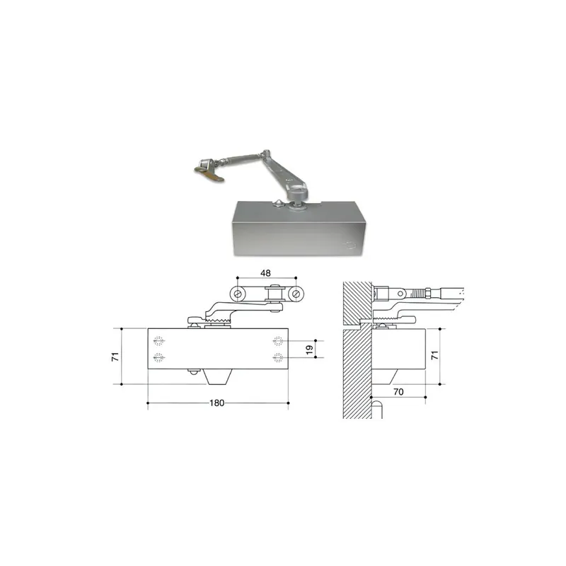 Gereduceerde Prijs ASSA ABLOY Chiudiporta aereo forza 2 502 ar argento mab
