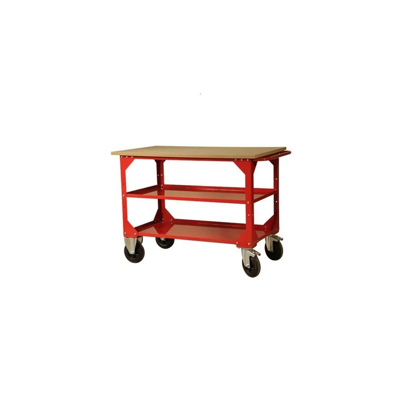 DERBY Banco carrellato con piano legno e 2 piani metallo rosso gr23 derby Dagaanbieding