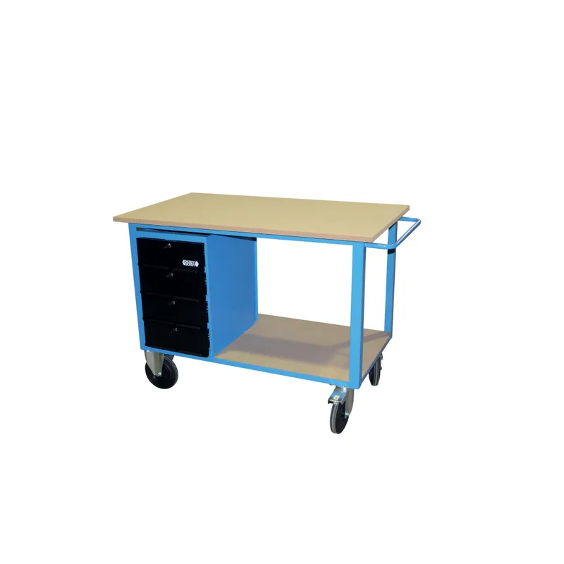 Snelle Levering DERBY Banco carrellato con cassetiera 4 cassetti azzurro nero gr25-bn derby