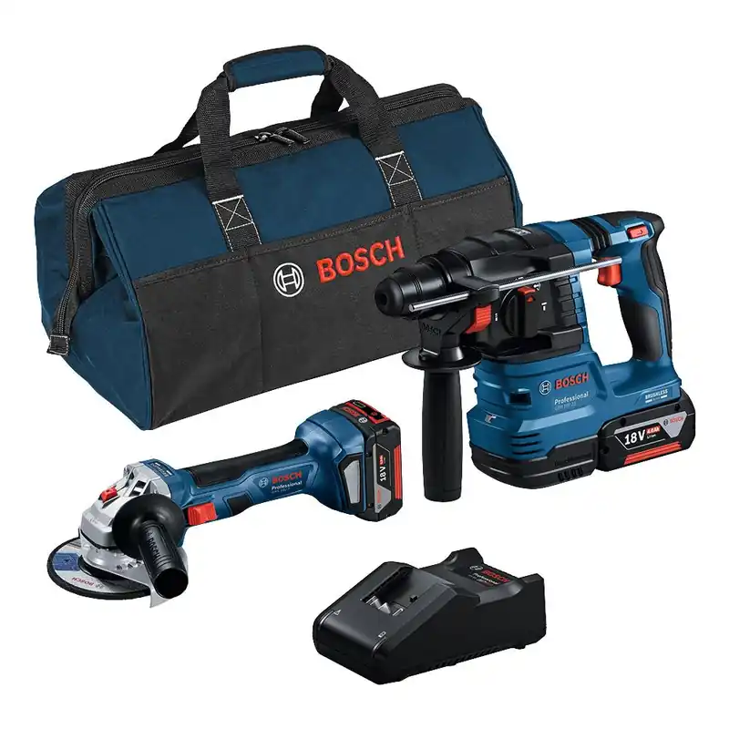 Betaalbaar BOSCH Kit martello perforatore brushless a batteria gbh 18v-22 + smerigliatrice gws 18v-7 + 2 batterie 4ah 0615a50037 professional bosch