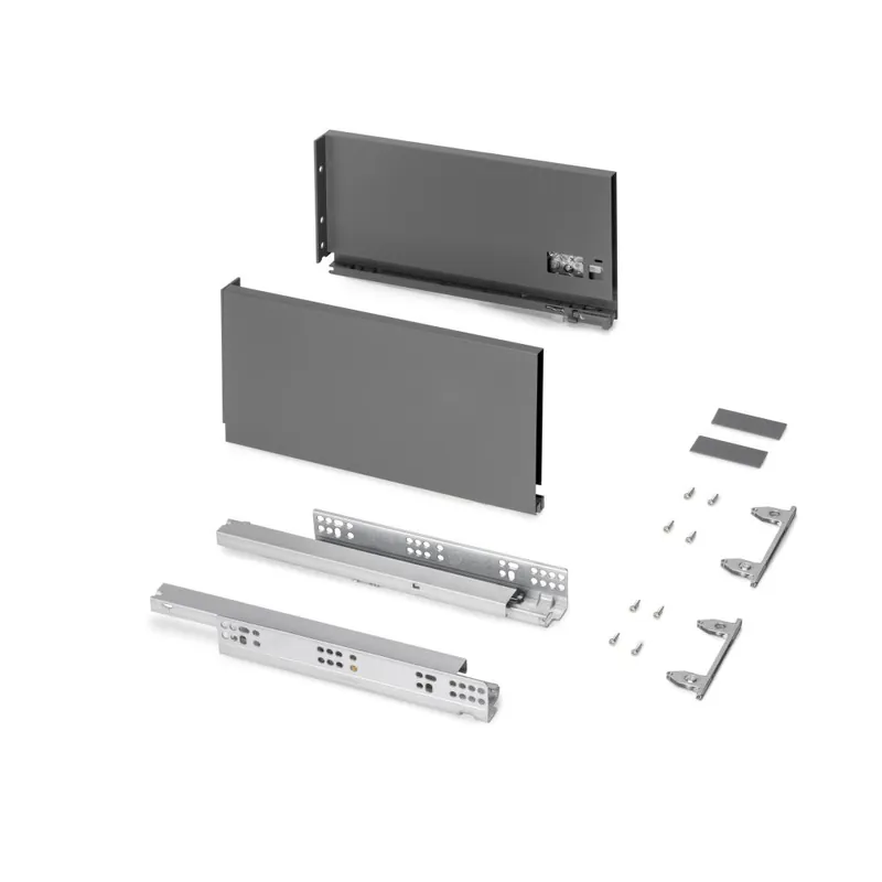 Aanbieding EMUCA Emuca cassetto esterno protone 30kg, guide di estrazione totale con una chiusura soft, altezza 178mm, profondità 350mm, acciaio, grigio antracite 3282435 emuca