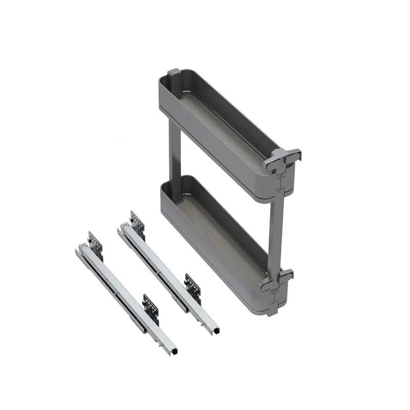 Tijdelijk Beschikbaar EMUCA Emuca portabottiglie laterale estraibile harmony con chiusura soft, modulo larghezza 150mm altezza 700mm, acciaio e legno, grigio antracite 8381935 emuca