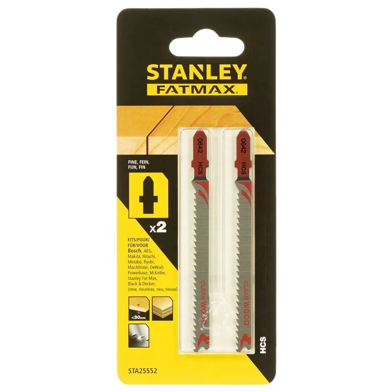 Weekendaanbieding STANLEY Lame seghetto alternativo per taglio legno 30 mm attacco t confezione da 2 pezzi sta25552-xj stanley