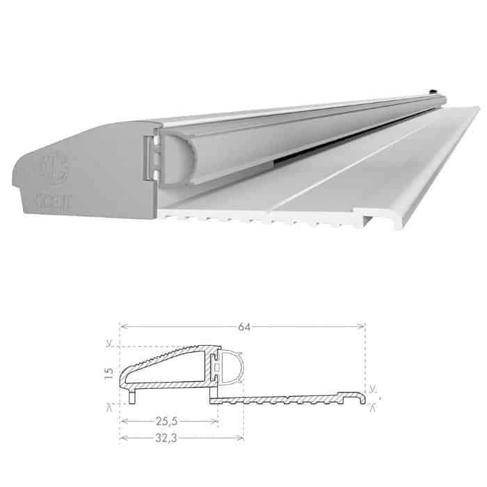 Weekendaanbieding Soglia fissa Ulisse Light KITULLIG CCE, per porta a battente, drenante, dimensioni 64x15 mm, lunghezza 1330 mm