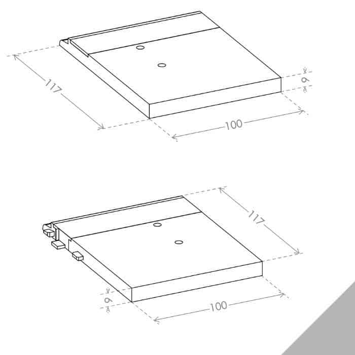 Premium Coppia Spessori sottomontante CCE, per soglia Termo Ulisse Wood, Destro e Sinistro, dimensioni 100x117 mm, finitura Grigio