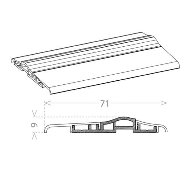 Betrouwbaar Soglia parafreddo Termo Ulisse Wood KITSOGULTT CCE, per porta in legno, dimensioni 71x9 mm, lunghezza 1330 mm