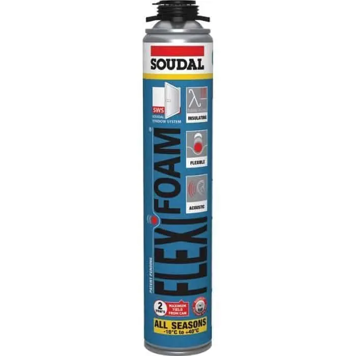Finale Uitverkoop Schiuma Flexifoam Gun Soudal per porta e finestra, poliuretanica, bombola 750 ml applicazione a pistola, finitura Champagne