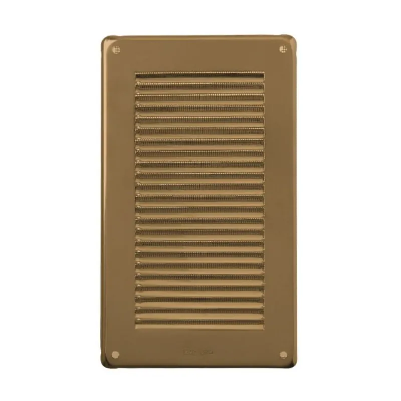 Griglia rettangolare da sovrapporre GBR1424R la Ventilazione per Aerazione, rete interna, dimensione 140x240 mm, Alluminio finitura Bronzo Premium