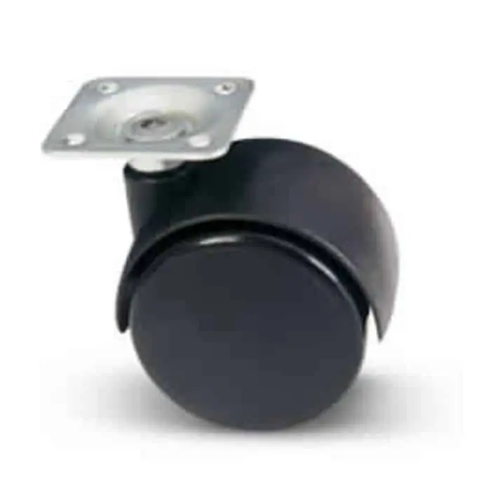 Snelle Levering Ruota girevole AVO Valsecchi 164 su piastra, materiale termoplastica nera, diametro 50 mm, altezza 66 mm
