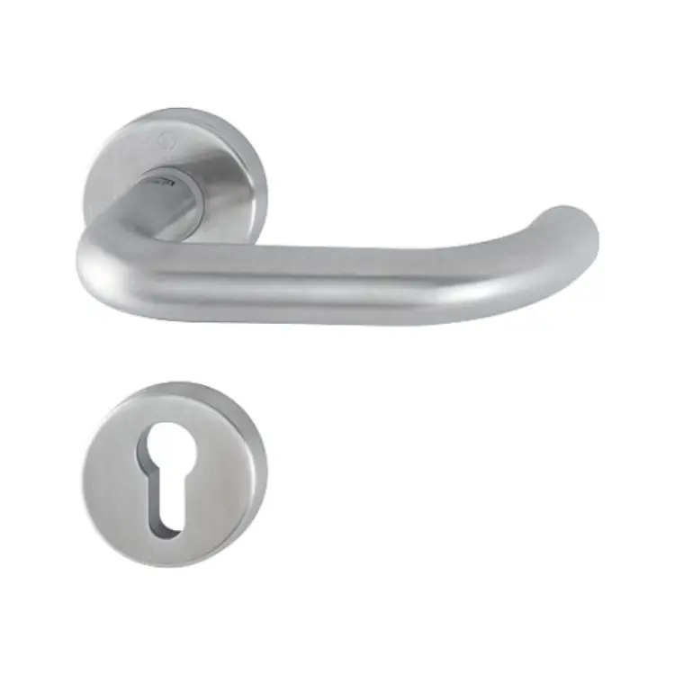 Maniglia Paris Hoppe per porta interna, rosetta e bocchetta tonda foro Yale, quadro 8 mm, spessore porta 65-75 mm, Acciaio Inox finitura Satinato Secusan F69-S Actieprijs