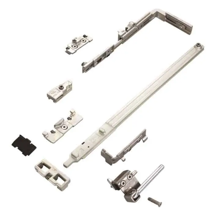 Flitsaanbieding Gruppo Base con fulcro verticale Ribanta 5 Savio 3200.R, per anta ribalta profilo CU, Destro, finitura Zincata Bianca