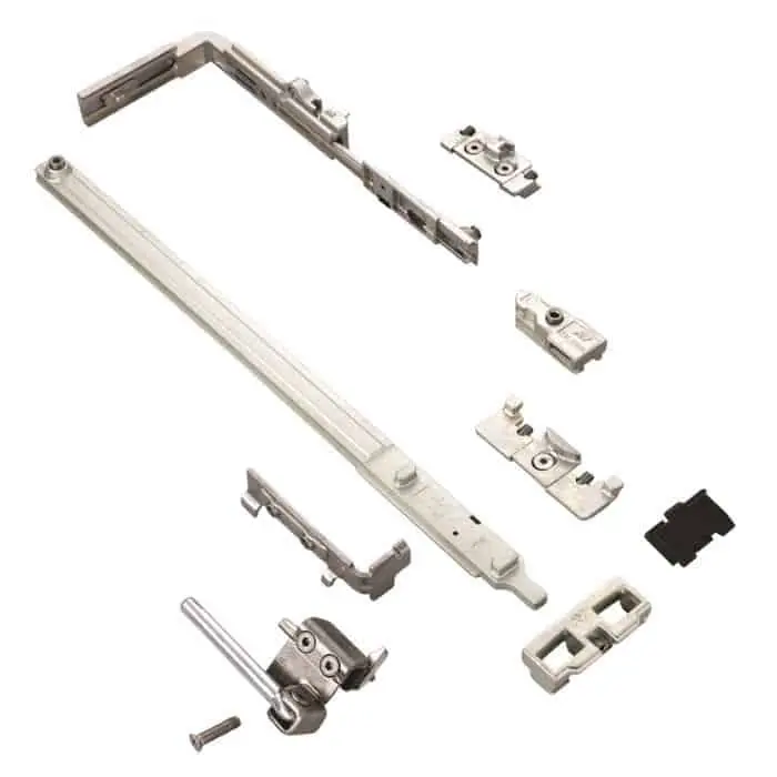 Gruppo Base con fulcro verticale Ribanta 5 Savio 3200.L, per anta ribalta profilo CU, Sinistro, finitura Zincata Bianca Gratis Retour