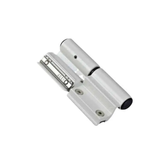 Cerniera registrabile 2 ali Summa Savio 1124.51, per profilo R40 terza anta, centro di rotazione 15 mm, portata 100-120 Kg, finitura Bianco Lage Prijs