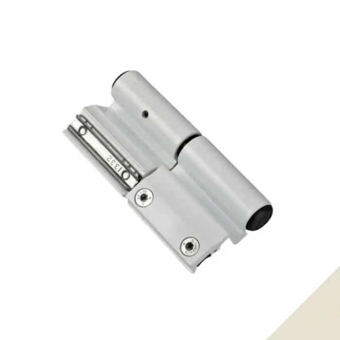 Cerniera registrabile 2 ali Summa Savio 1124.35 per profilo R50, centro di rotazione 22,5 mm, portata 100-120 Kg, finitura Avorio Bestel Nu