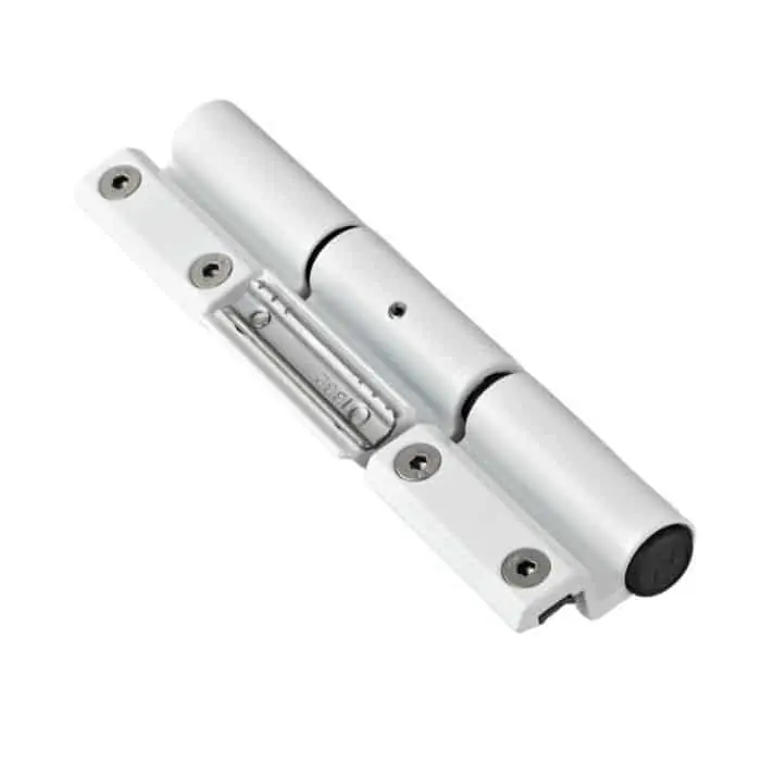 Cerniera registrabile 3 ali Summa Savio 1124.330 per profilo CU, centro di rotazione 23 mm, portata 100-120 Kg, finitura Bianco Voordeelprijs