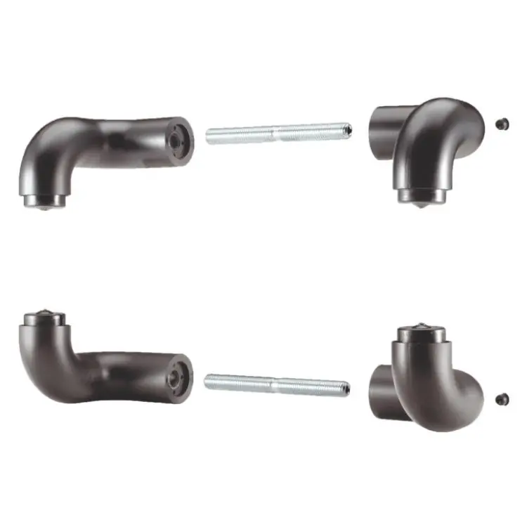 Kit Supporti 351/S Saguatti per 2 maniglioni, con 2 Perni passanti, 4 Supporti Curvi in ABS, finitura Nero Opaco Premium