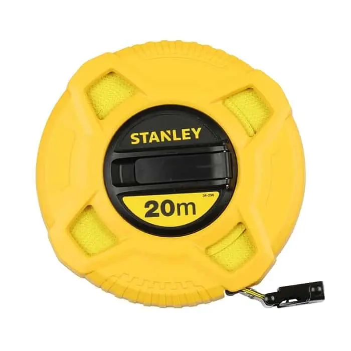 Rotella metrica Stanley con nastro in Fiberglass, lunghezza 20 mt, larghezza 12,7 mm Koopje