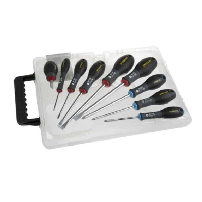 Weekendaanbieding Set giraviti serie FatMax Stanley 9 pezzi, con punte modello piatto e Pozidriv