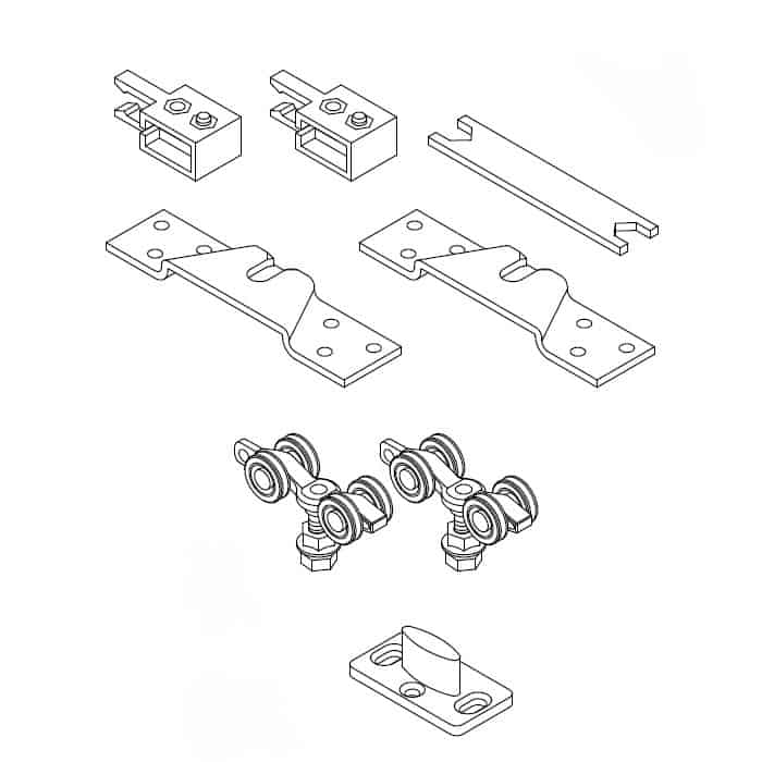 Gecertificeerd Kit scorrevole Extra 27371120 per porta da interno con staffa e fermo a pinza, portata 120 Kg, finitura zincato