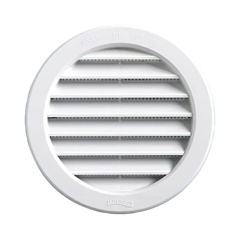 Korting Griglia da incasso tonda T10RB la Ventilazione per Aerazione, con rete interna, diametro foro 97 mm, esterno 120 mm, Plastica colore Bianco