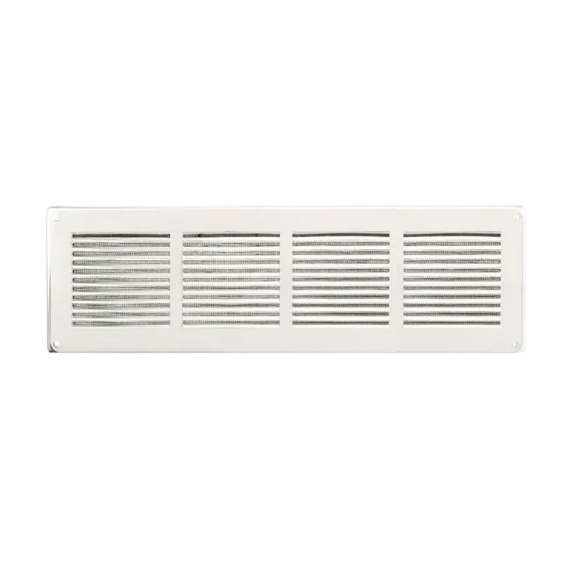 Griglia rettangolare da sovrapporre GL4014RB la Ventilazione per Aerazione, rete interna, dimensione 440x140 mm, Metallo finitura Bianco Verniciato Finale Uitverkoop