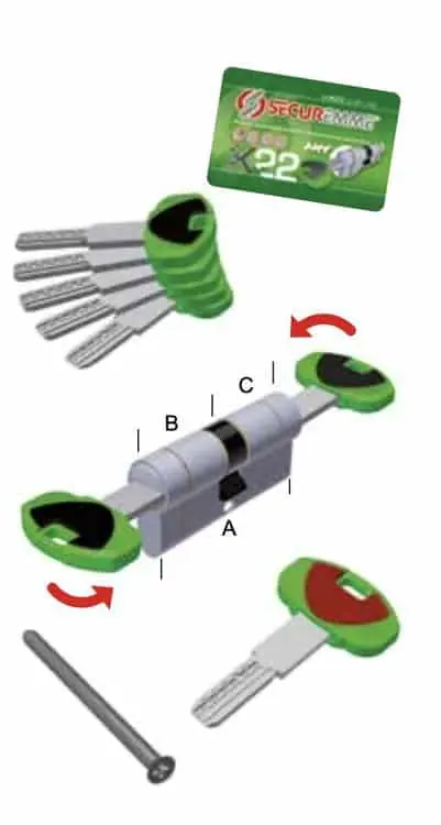 Betaalbaar Cilindro profilo europeo frizionato D4045CS Ad-Point Securemme per porta, lunghezza 85 mm (40-45 mm), 5 chiavi + 1 cantiere, finitura Cromo Satinato