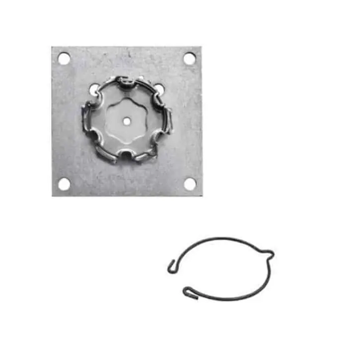 Supporto operatore a piastra per motore Somfy, da avvitare con molla, dimensioni 120x120 mm, portata 250 Kg Seizoensaanbieding