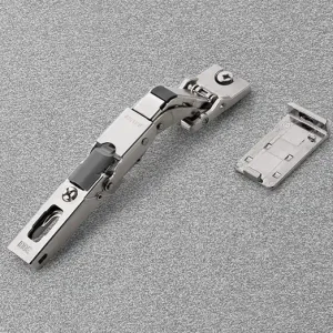 Cerniera Salice CBG2A99 con molla di chiusura, 110° battuta con sormonto, per ante in vetro, finitura Nichelato Bestel Nu