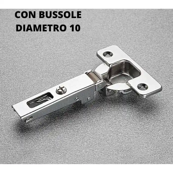 Cerniera Salice C2A6799 con molla di chiusura, 94°, battuta con sormonto, fondello rapido con bussola, finitura Nichelato Shop Nu