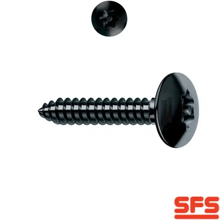 Vite SPB 5,5x35 per serramento in PVC, impronta TX 25F, filetto totale, 1231749 SFS Sassba finitura Nero Weekendaanbieding