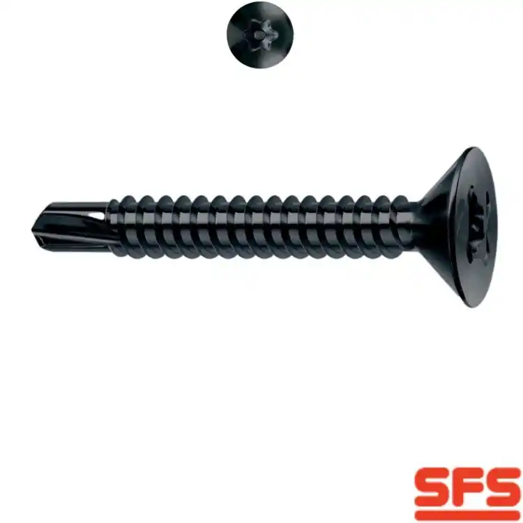 Aanbieding Vite TSP 3,9x19 per serramento in PVC, impronta TX 20S, filetto totale, 1275990 SFS Intec finitura Zincato Nero DT