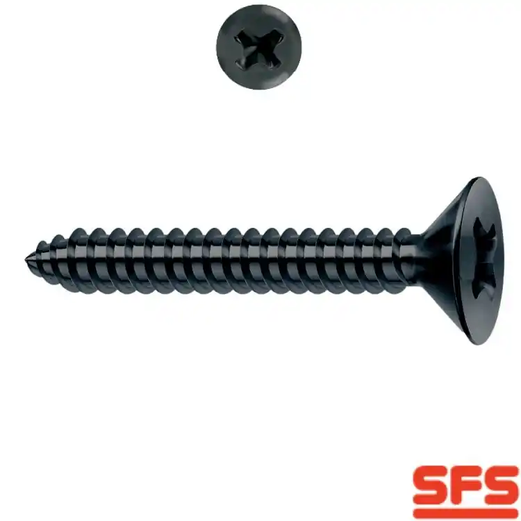 Uitverkoop Vite TSP 4,2x27 per serramento in PVC, impronta PH 2, filetto totale, 1275984 SFS Intec finitura Zincato Nero DT