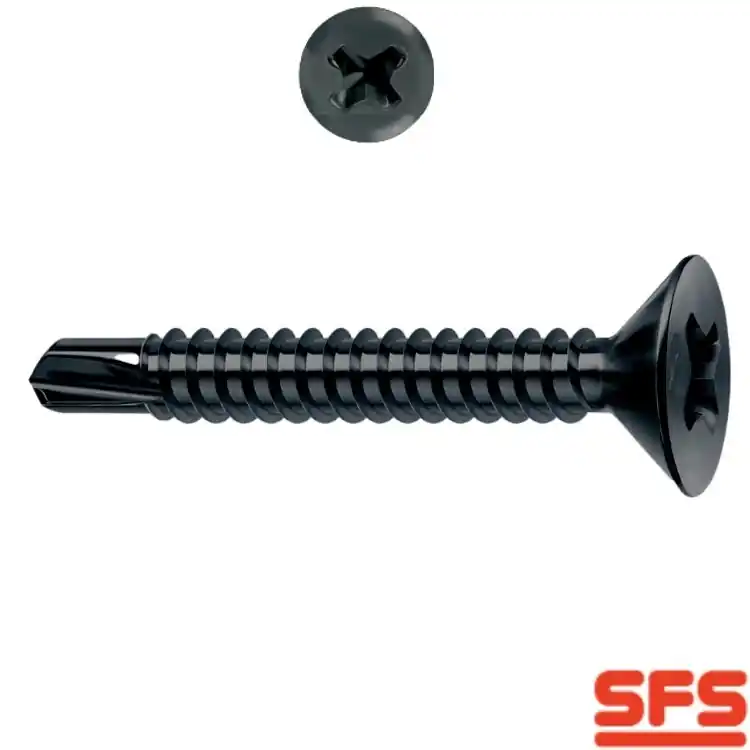 Tijdelijk Beschikbaar Vite TSP 4,8x19 per serramento in PVC, impronta PH 2, filetto totale, 888526 SFS Intec finitura Zincato Nero DT
