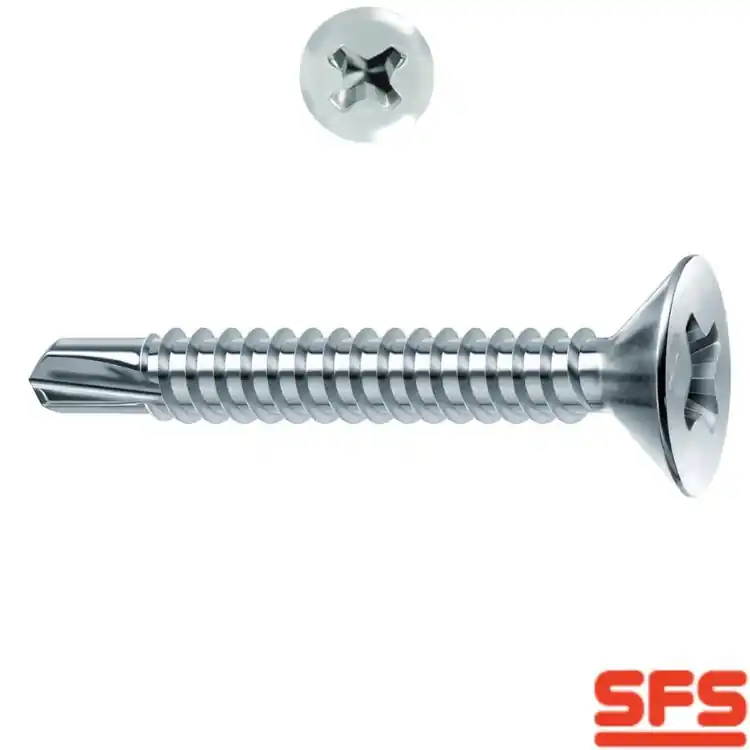 Alleen Vandaag Vite SP3 3,9x32 per serramento in PVC, impronta PH 2, filetto totale, 731124 SFS Intec finitura Argento GS