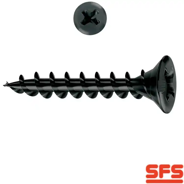 Superprijs Vite SPT 4,3x30 per serramento in PVC, impronta PH 2, filetto totale, 1273603 SFS Intec finitura Nero