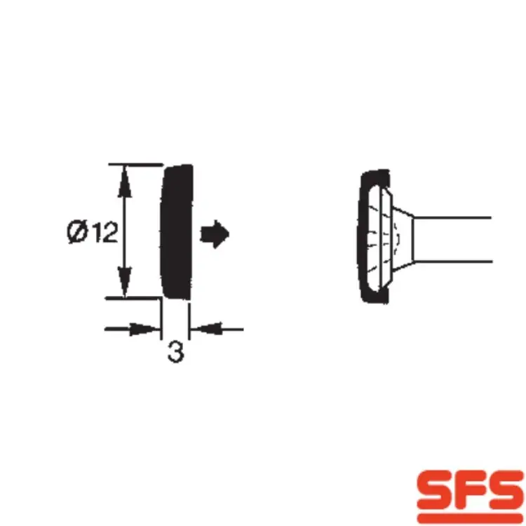 Betrouwbaar Cappuccio CC-SP 23046 SFS Intec per vite Pvc SP1, diametro 12 mm, spessore 3 mm, finitura Nero