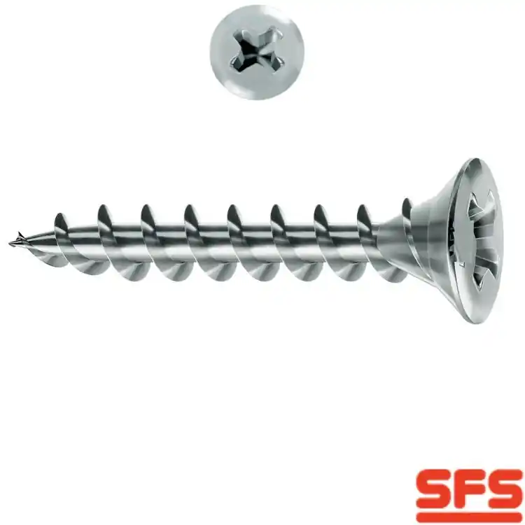 Alleen Vandaag Vite SPT 4,3x35 per serramento in PVC, impronta PH 2, filetto totale, 1547362 SFS Intec finitura Argento GS