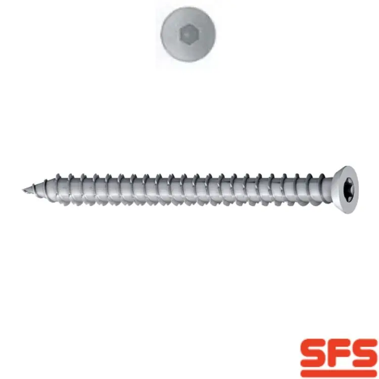 Vite SPTE 5x55 per serramento in PVC, impronta esagonale 5 mm, filetto parziale, 751412 SFS Intec finitura Argento GS Nieuw