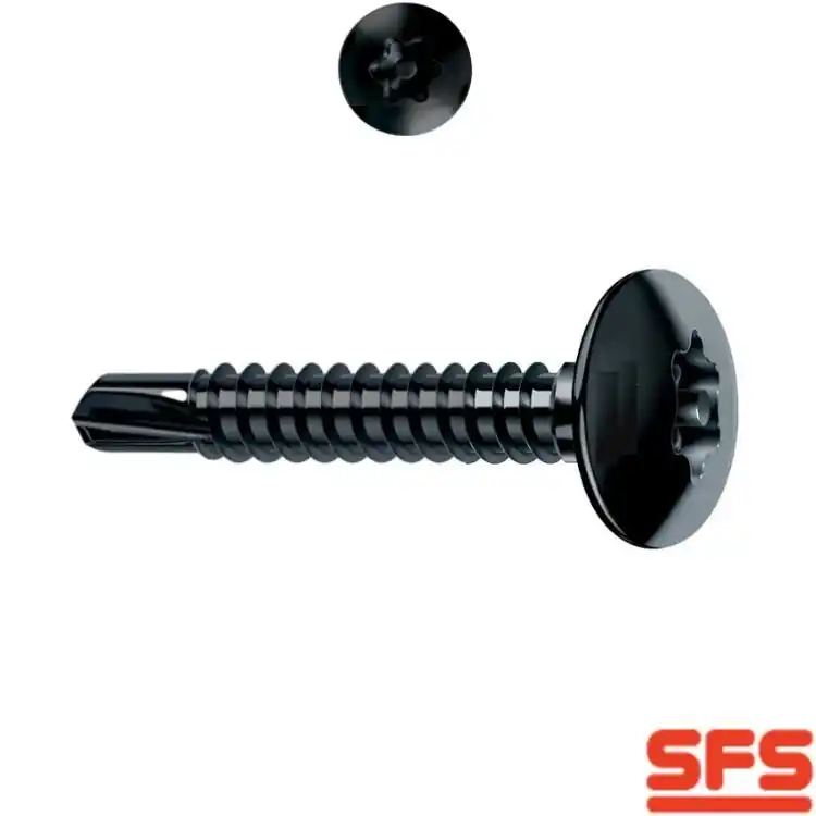 Vite SPB2 4,8x35 per serramento in PVC, impronta TX 25F, filetto totale, 1276024 SFS Sassba finitura Nero Bestseller