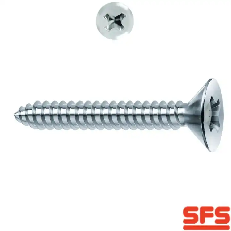 Vite TSP 4,2x60 per serramento in PVC, impronta PH 2, filetto totale, 880152 SFS Intec finitura Zincato Bianco Finale Uitverkoop