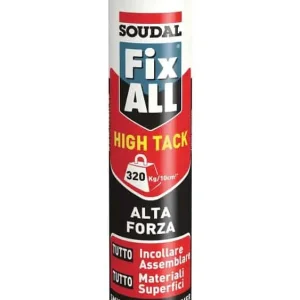 Betaalbaar Sigillante Fix All High Tack Soudal per incollaggio a elevata presa iniziale, MS Polimero, cartuccia 290 ml, finitura Bianco