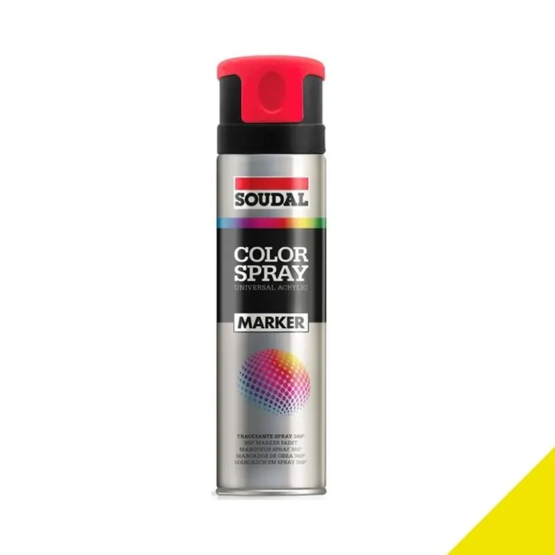 Vernice acrilica Color Spray Marker Soudal per superfice settore edile, bomboletta 500 ml, colore Giallo Fluo Weekendaanbieding