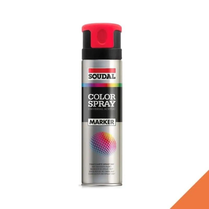 Vernice acrilica Color Spray Marker Soudal per superfice settore edile, bomboletta 500 ml, colore Arancio Fluo Beperkte Voorraad