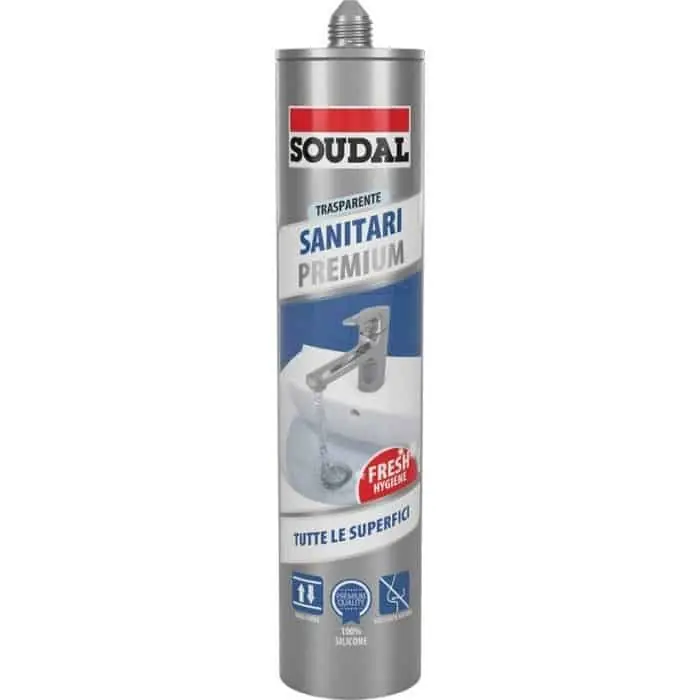 Nu Kopen Silicone Sanitari Premium Soudal per ambienti umidi, neutro, cartuccia 300 ml, finitura Trasparente