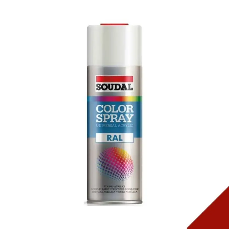 Laatste Kans Vernice acrilica Color Spray Ral Soudal per superfice, bomboletta 400 ml, colore Rosso Rubino