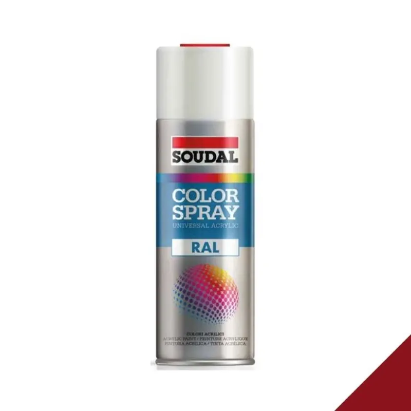 Actieprijs Vernice acrilica Color Spray Ral Soudal per superfice, bomboletta 400 ml, colore Rosso Vino